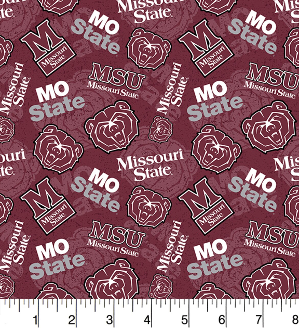 Sykel Enterprises-Missouri State University Cotton Fabric-Missouri State Bears Tone On Tone Cotton Quilting Fabric